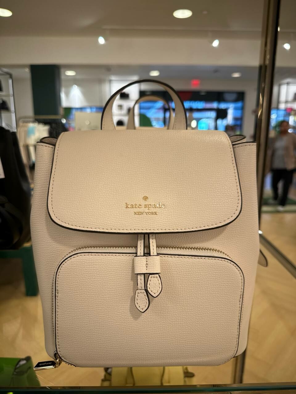 [S] KATE SPADE KA695 KRISTI REFINED GRAIN MD FLP BACKPACK,PARTCHMENT, 196021413810 (SKS1070)