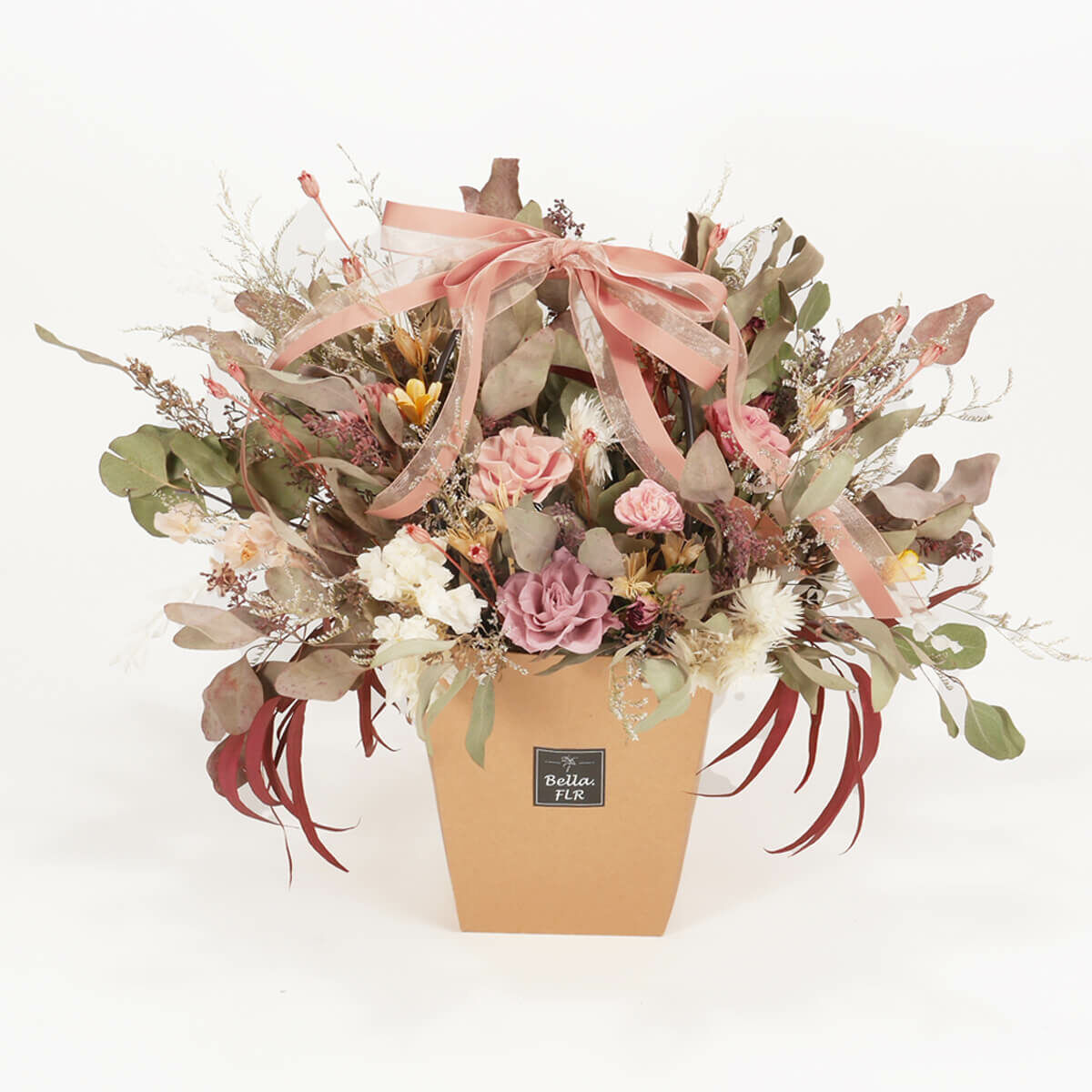 【送禮開張袋著我】手提永生乾燥花禮盒-大梯形款