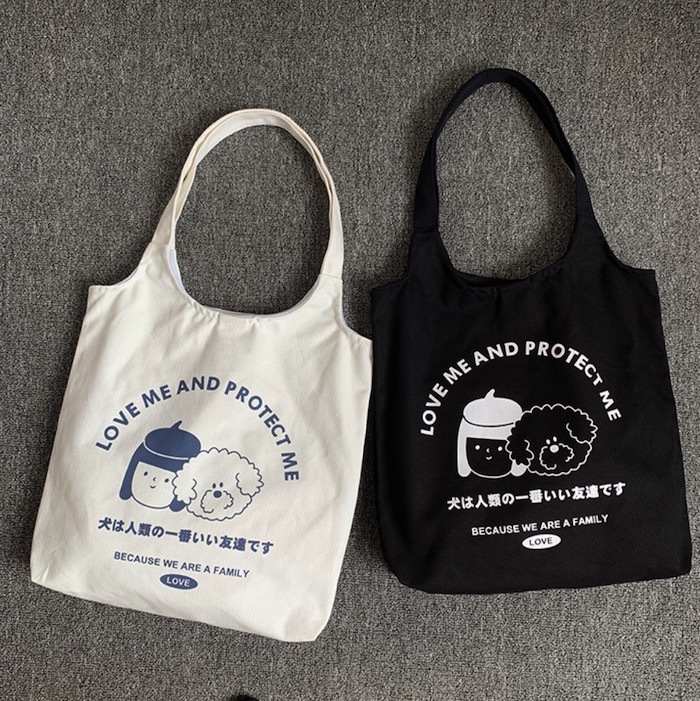 《41647》女孩與狗狗好朋友帆布側背包