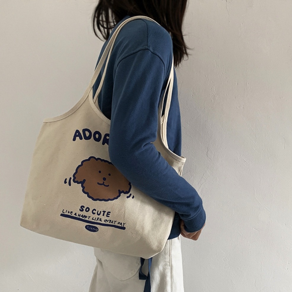 《41648》貴賓狗狗帆布側背包