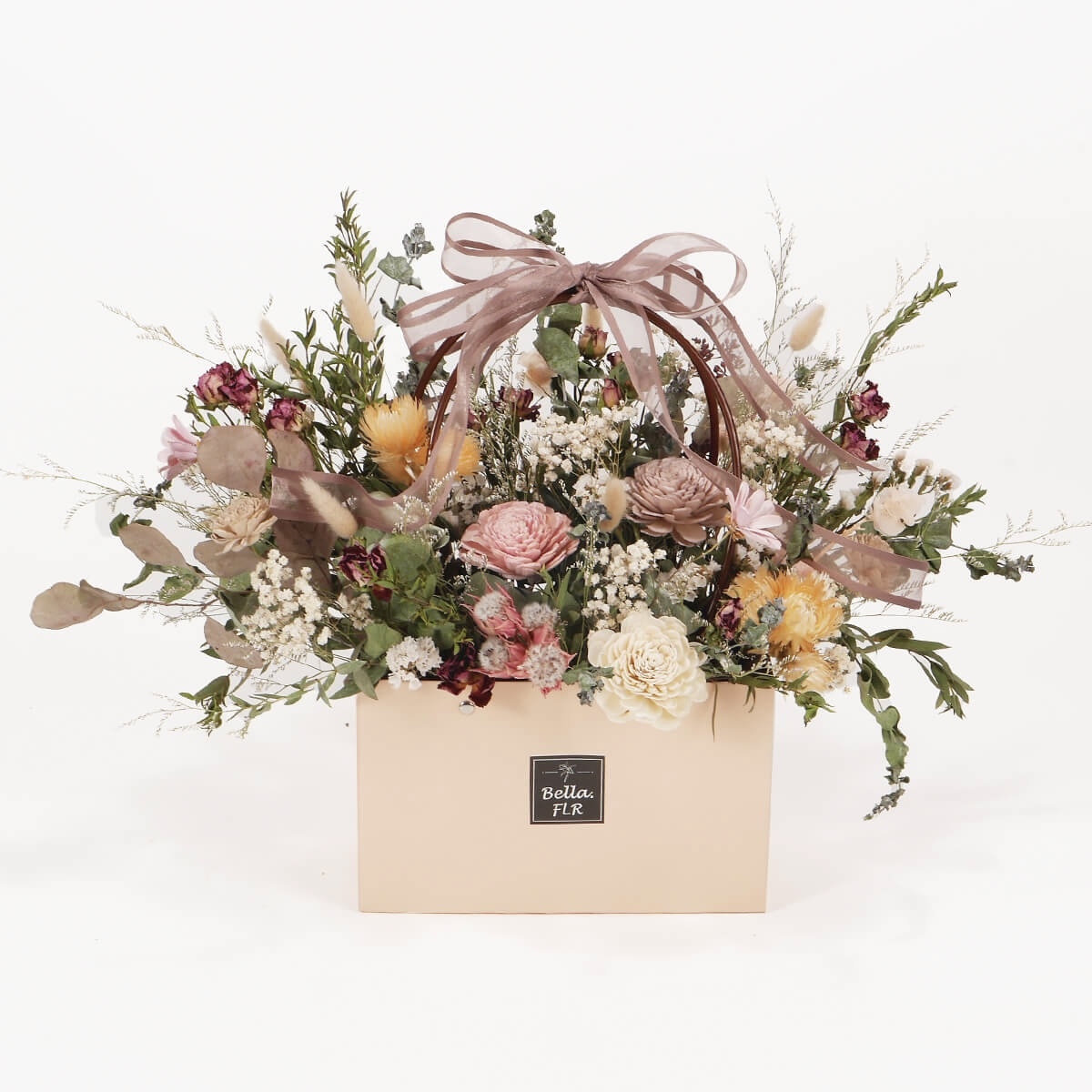 【送禮開張袋著我】手提永生乾燥花禮盒-長方形款