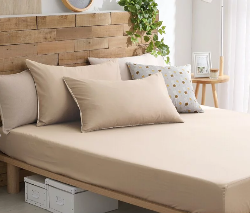 300織長絨棉床包組 | 奶茶 x 奶油黃