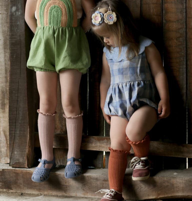 KALINKA 針織領格紋包屁衣 Cordelia Romper-Blue Check