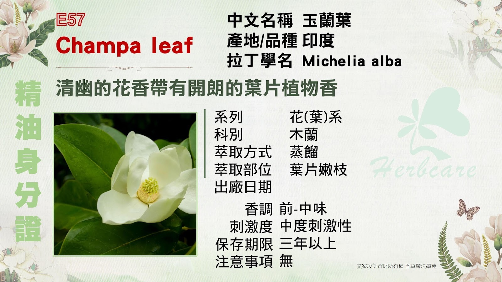 印度小農玉蘭葉純精油10ml