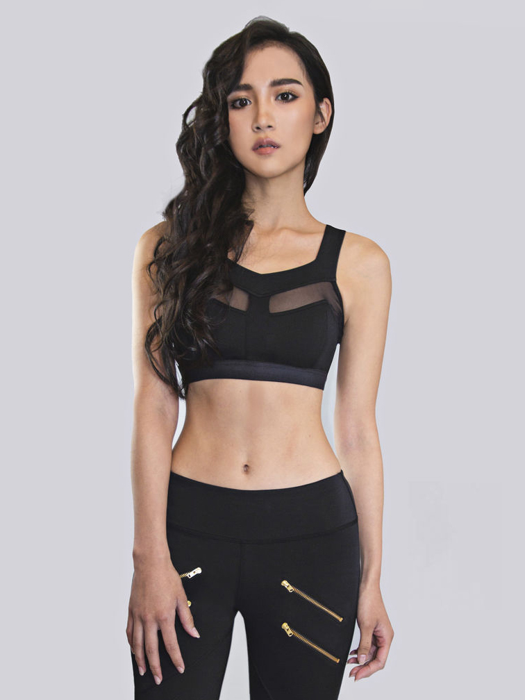 MY'ELSE丨粗肩鏤空運動內衣丨Ines Crop Bra Black