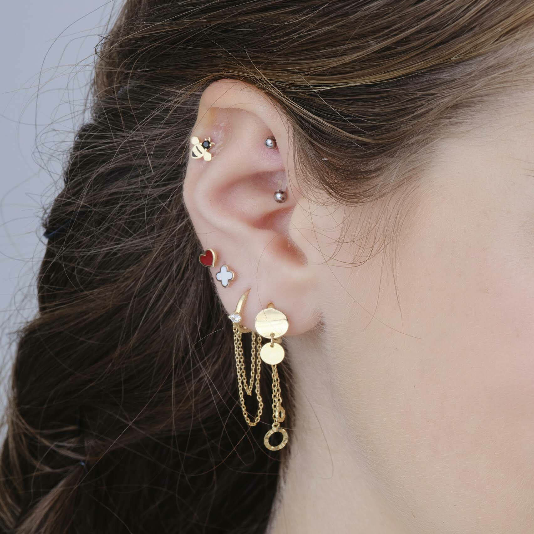 幸運四葉草彩色琺瑯耳環