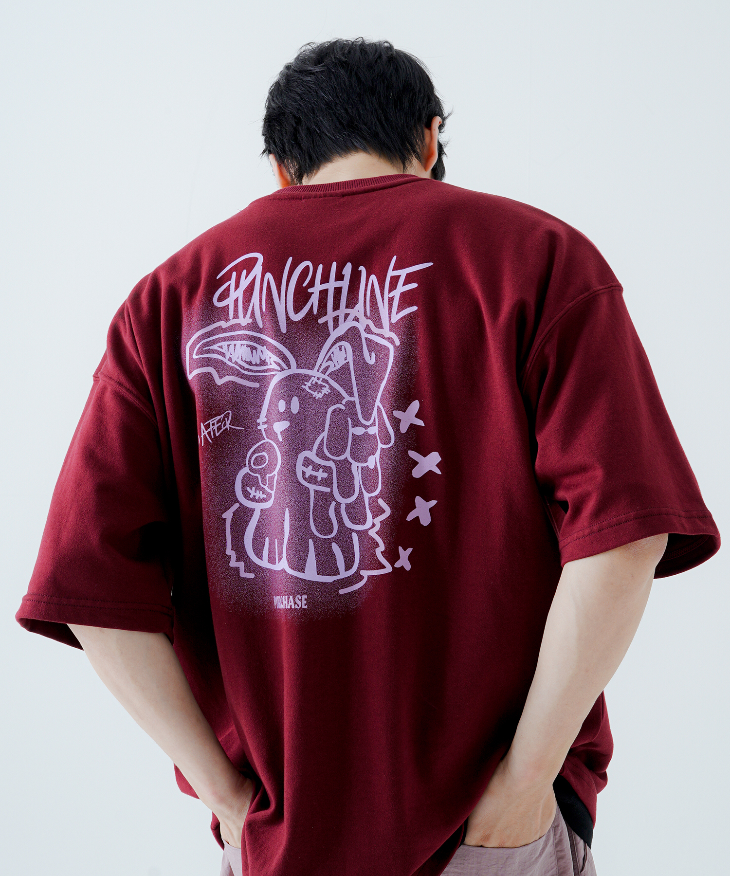 預購> 韓國PUNCHLINE SECURE 1/2 SLEEVE 霓虹兔兔高磅棉短T