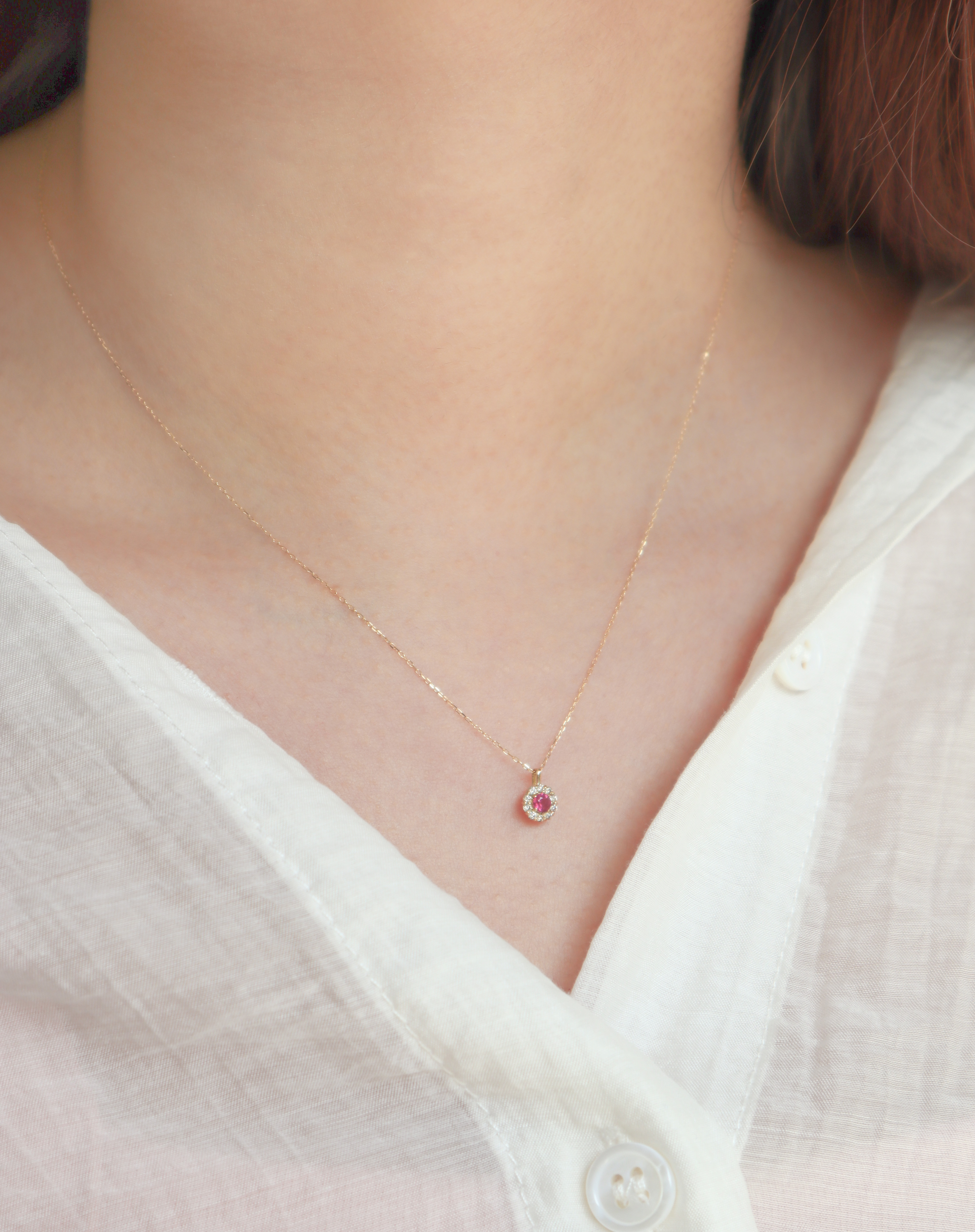 18K/紅寶石真鑽墜鍊