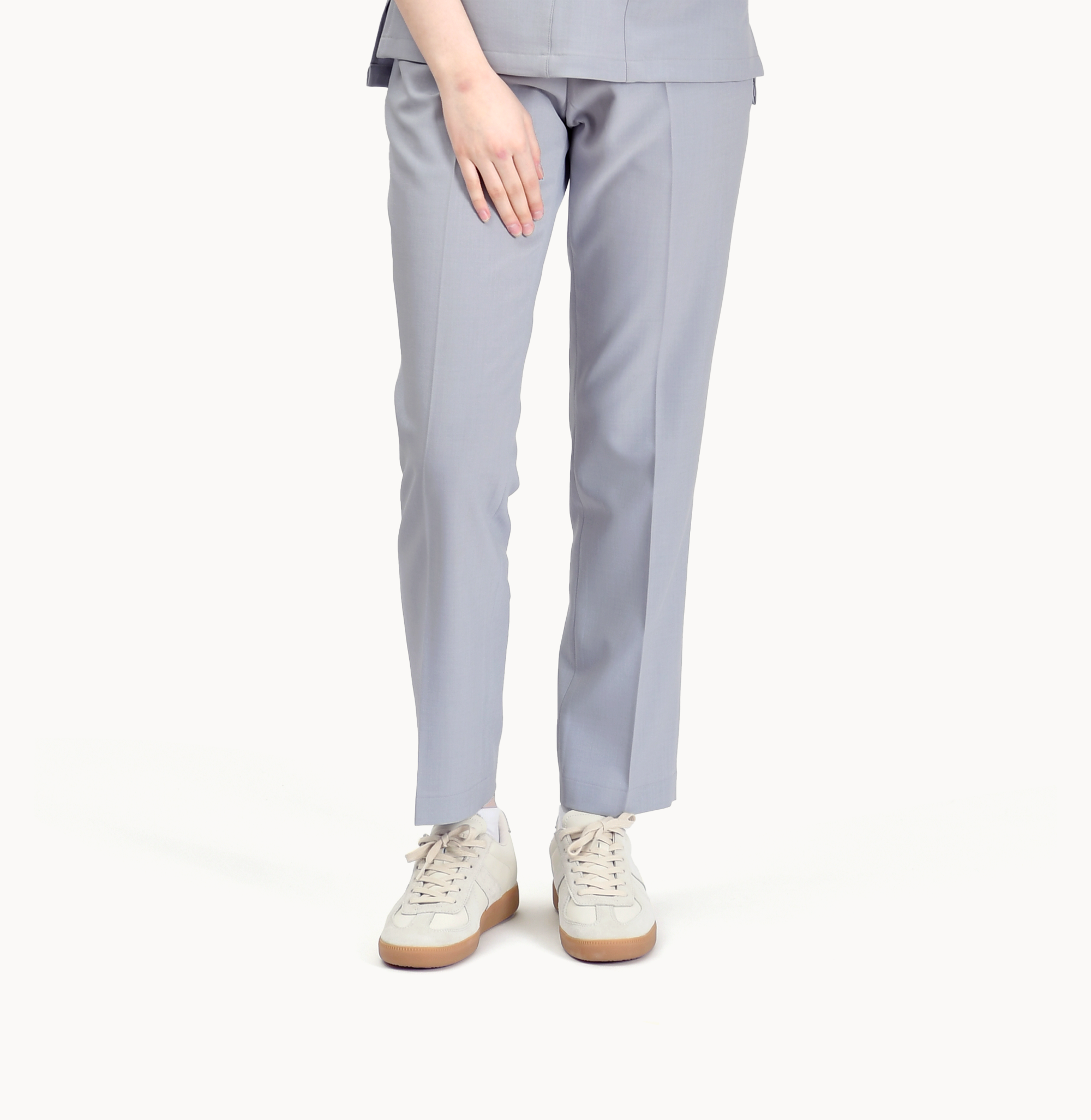 240601 LINEN-LIKE 女款鬆緊長褲 銀河灰