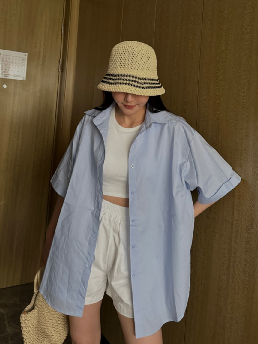 Apr.廣州連線 | 五分袖寬鬆休閒襯衫*4色 ∣
