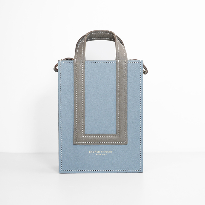 Box Tote XS 【 Horizon Light Blue X Sandstone Beige 】Italian Goatskin Handbag