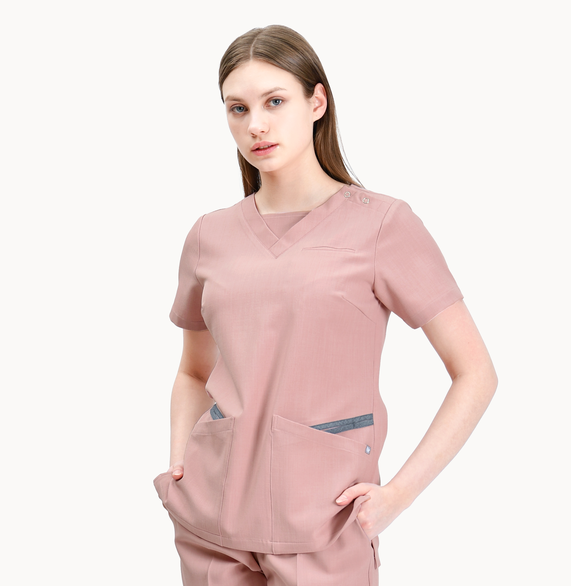240203 LINEN-LIKE 女款刷手服 英國玫瑰粉
