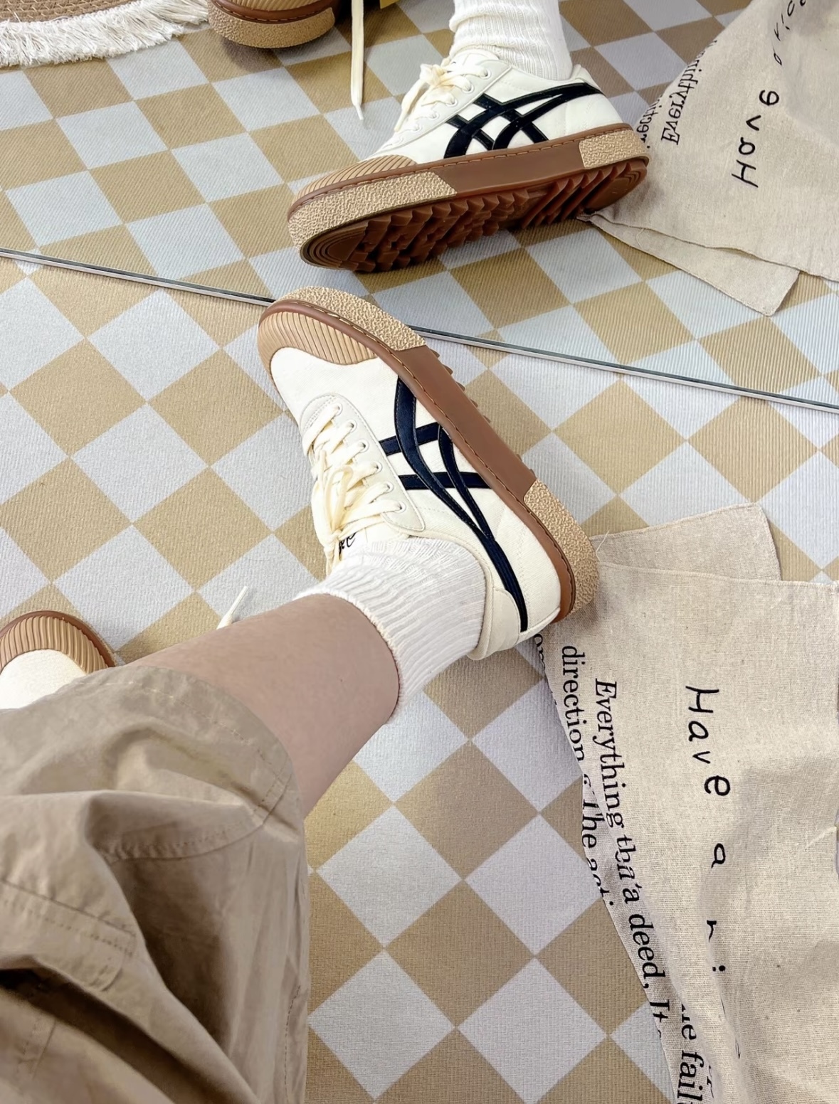 Asics 亞瑟士 Court Trail 焦糖餅乾 米色 黑色 帆布 復古 厚底 餅乾鞋 1203A146-021/預購