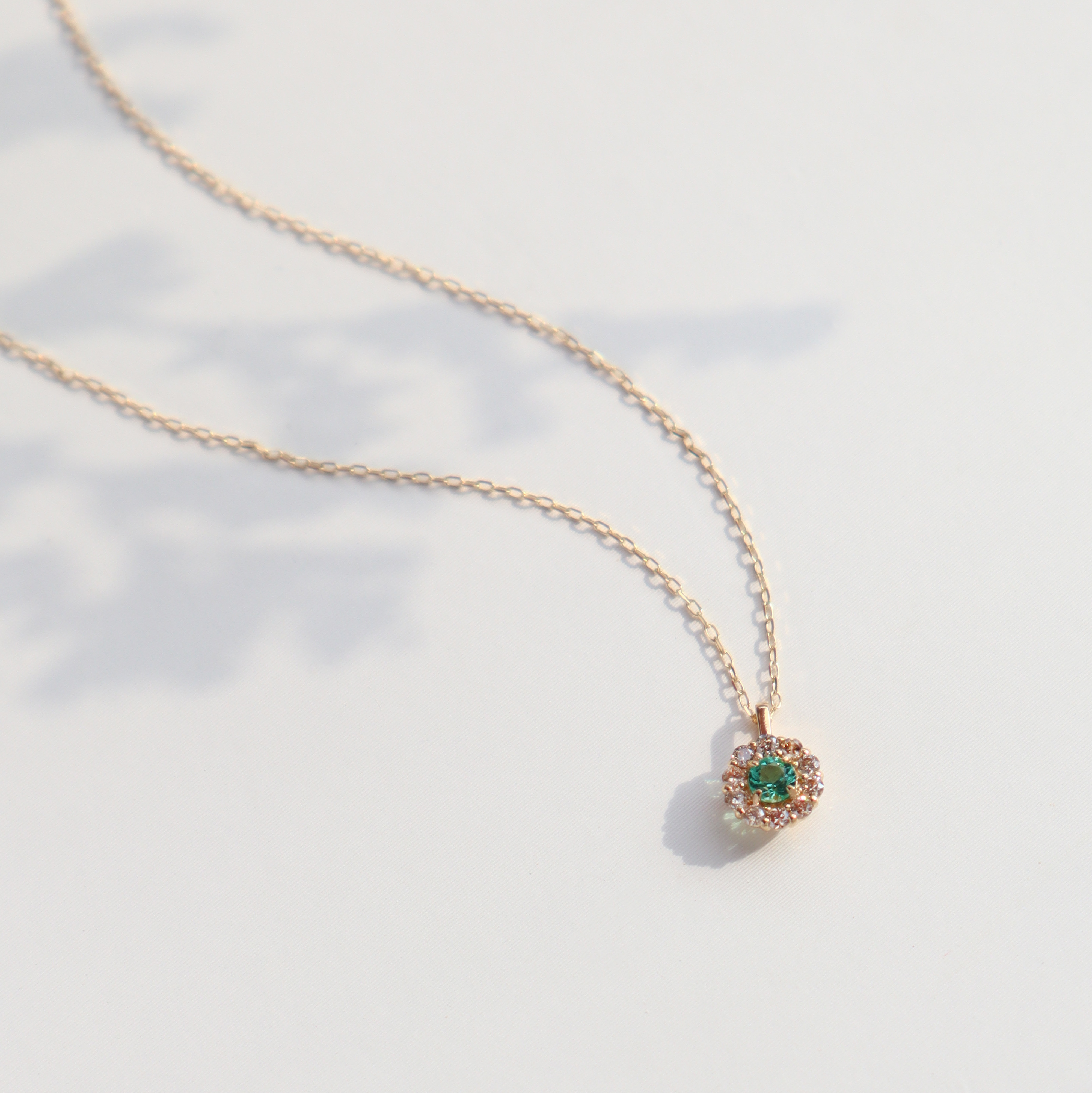 18K/祖母綠真鑽墜鍊