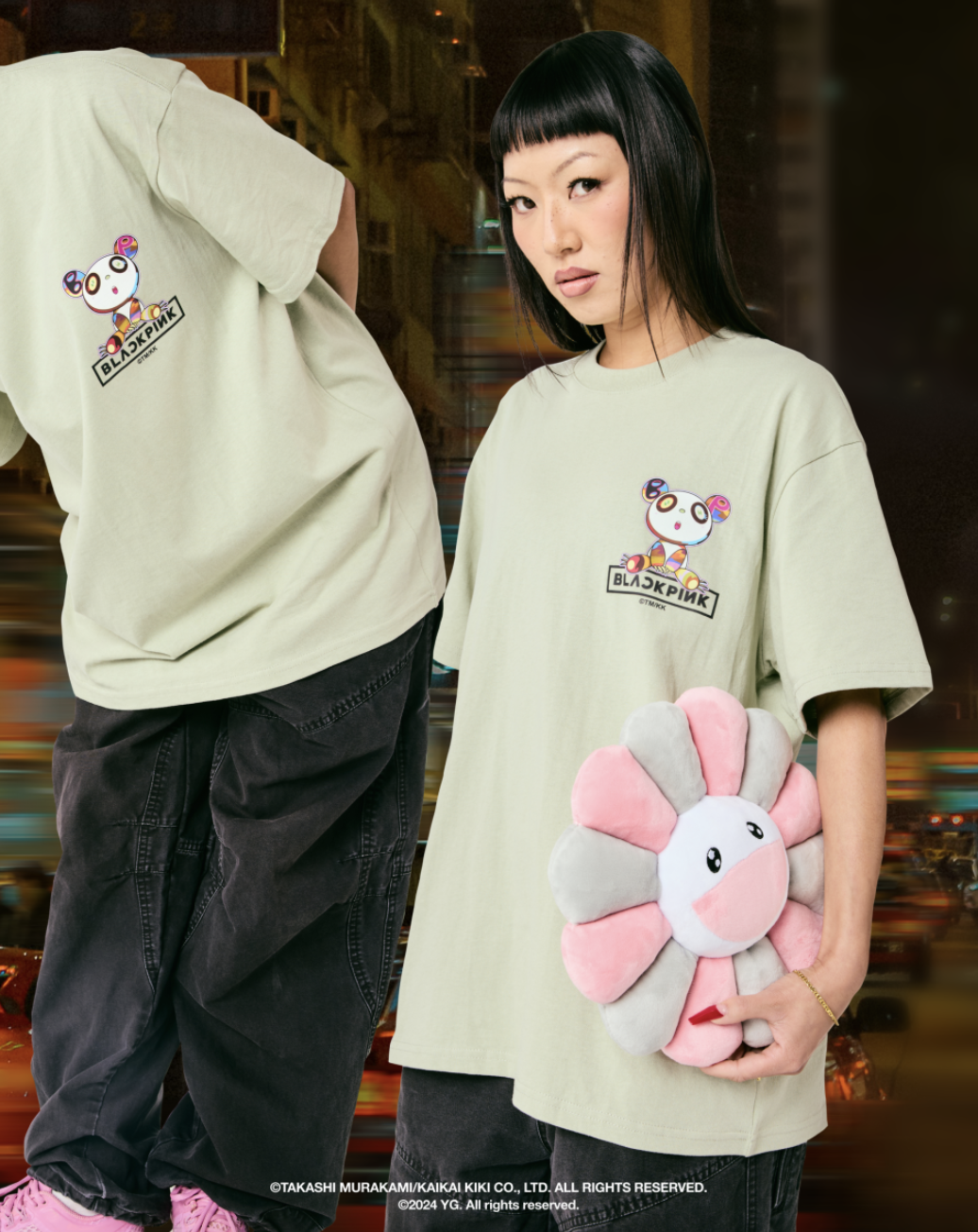 人気定番 村上隆×BLACKPINK Flower Flower Pillow Pillow BLACKPINK Murakami  (pink/grey) タレントグッズ