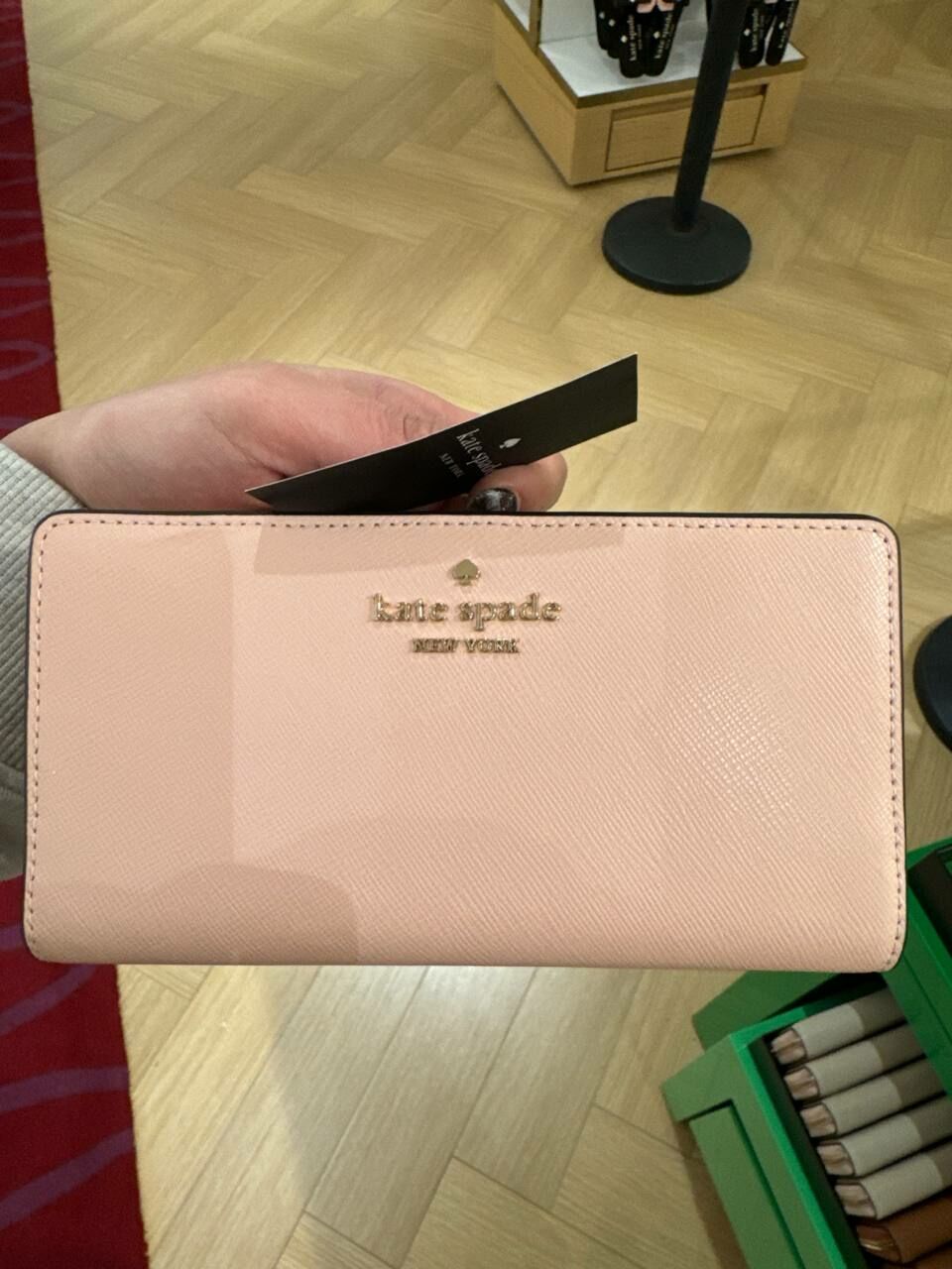 [S] KATE SPADE KC579 MADISON SAFF LEATHER LARGE SLIM BIFOLD,CONCH PINK,196021323423 (SKS1074)