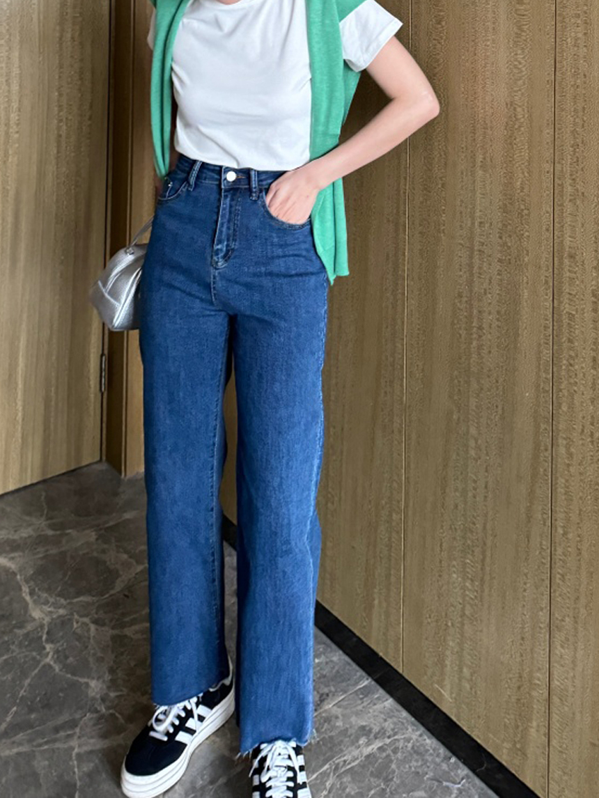 直筒彈力合身牛仔褲*2色∣