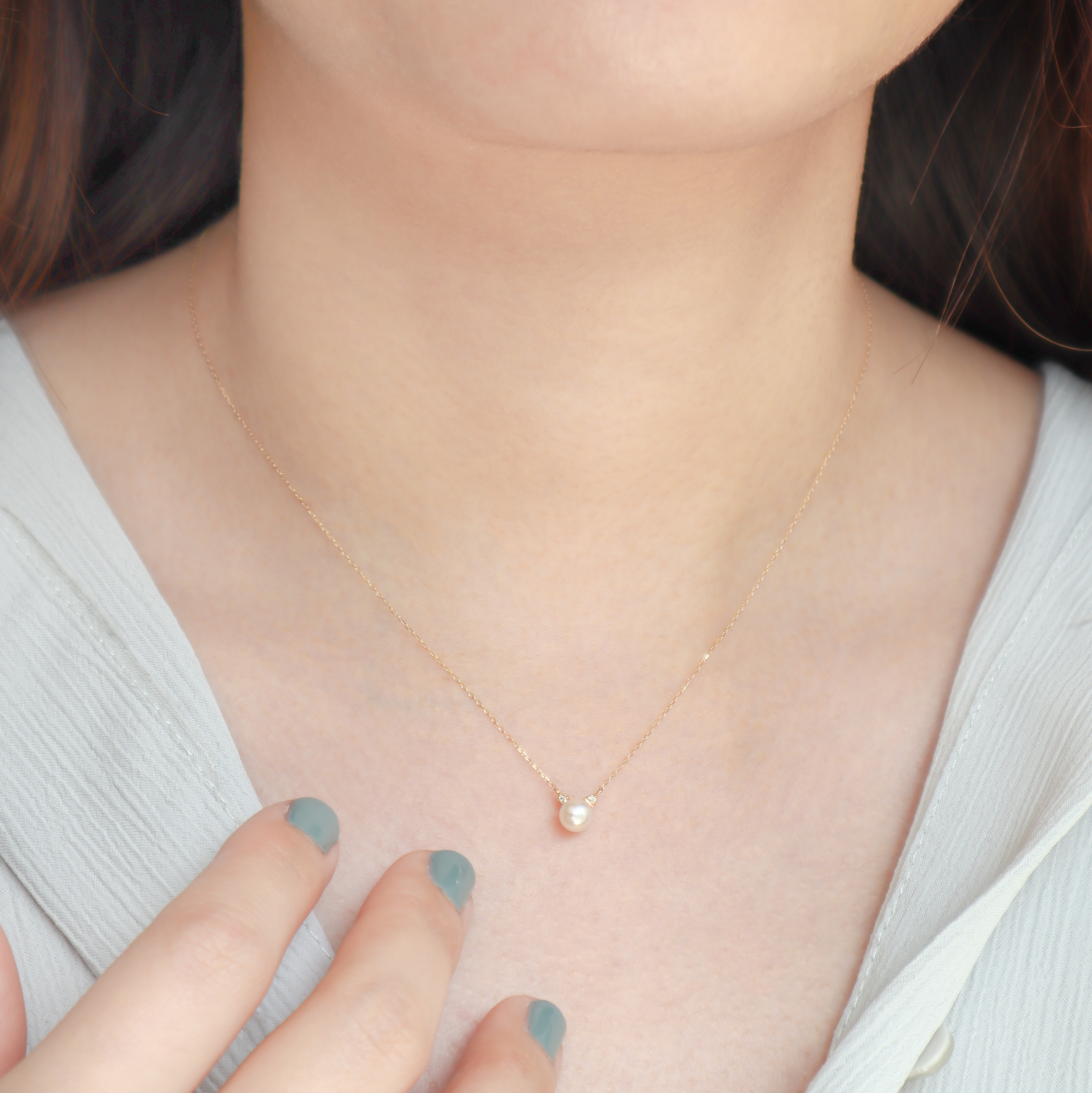 18K/貓耳珍珠項鍊