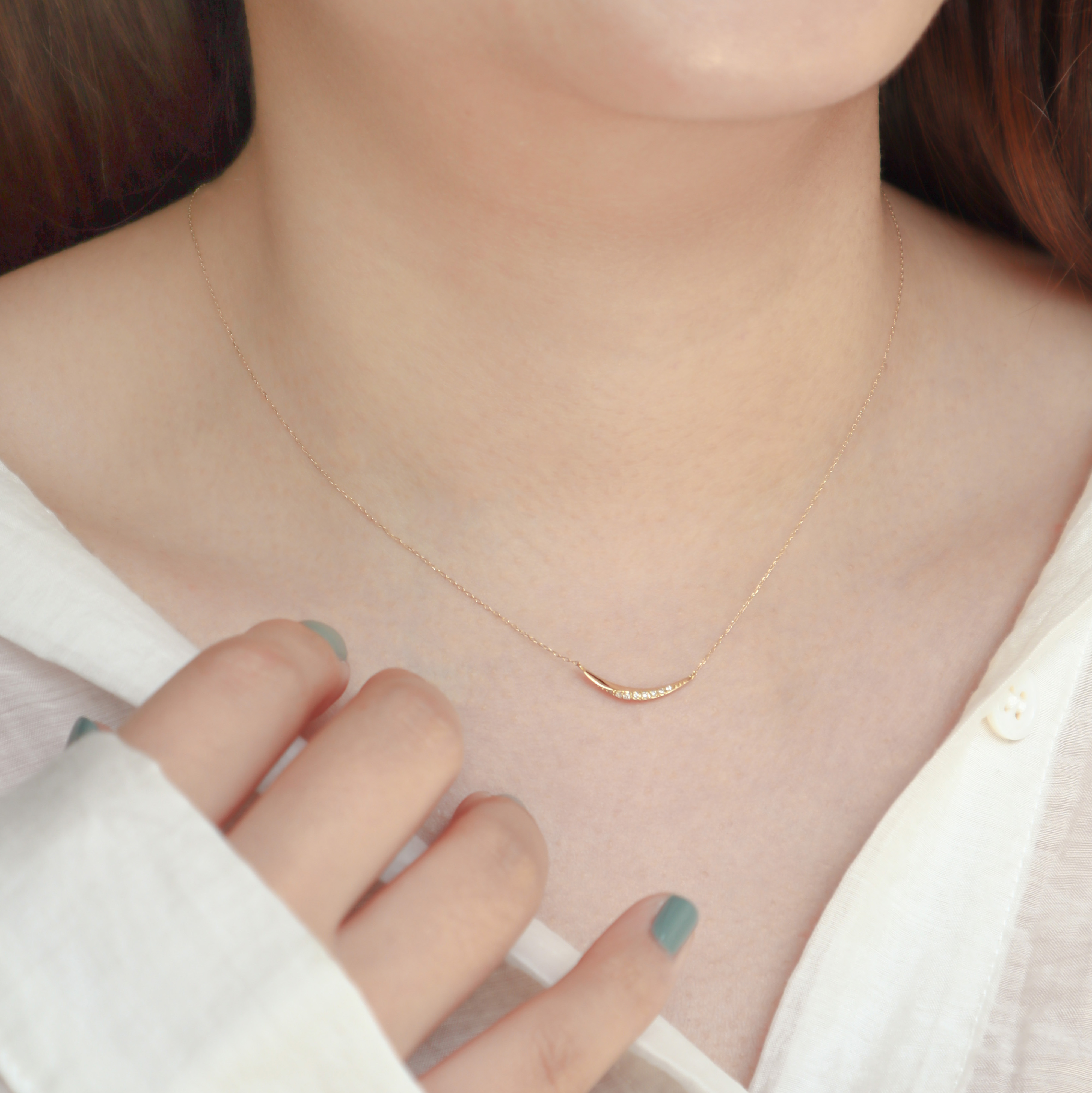 18K/清新微笑真鑽項鍊