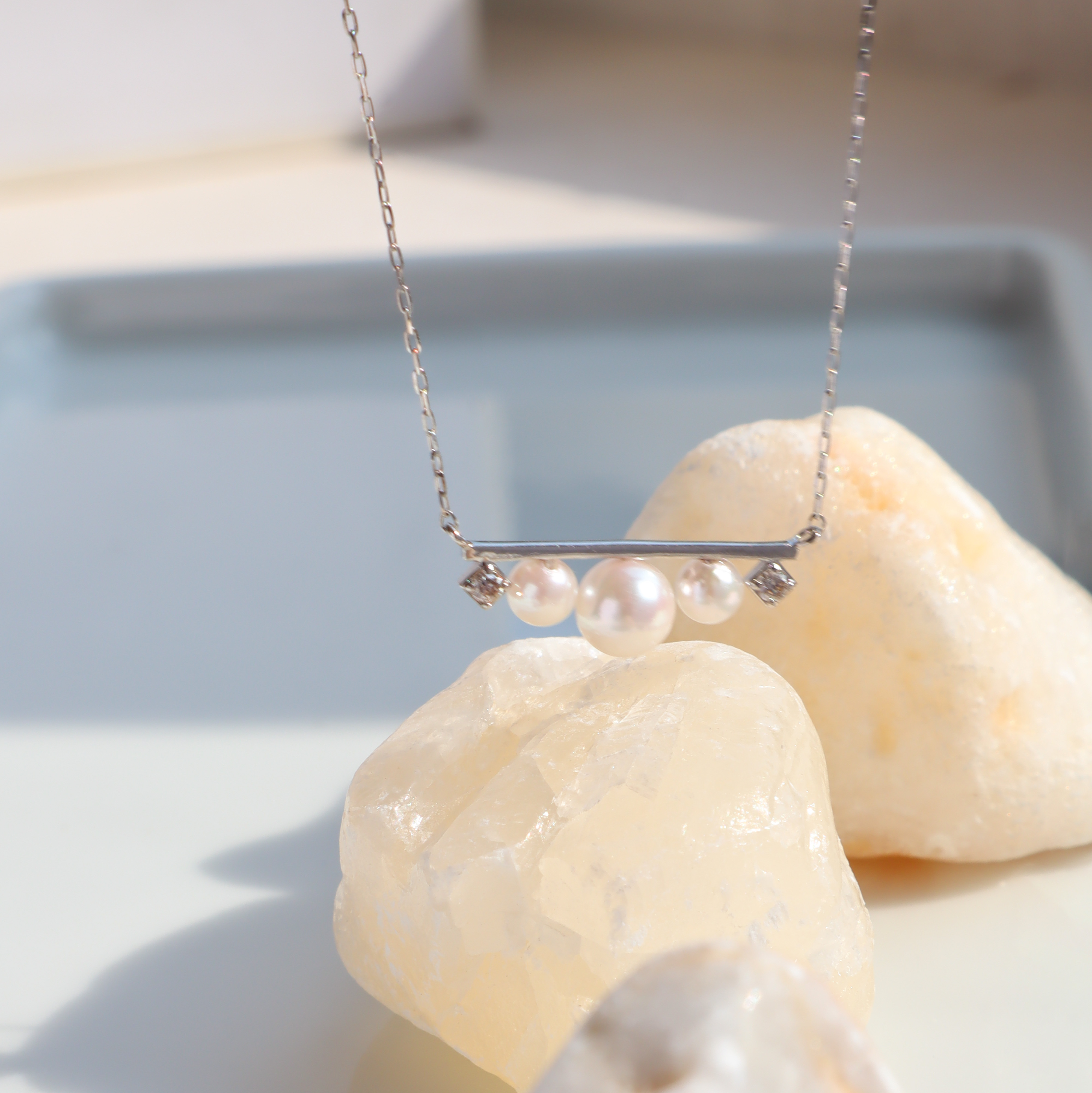 鉑金/幾何珍珠項鍊