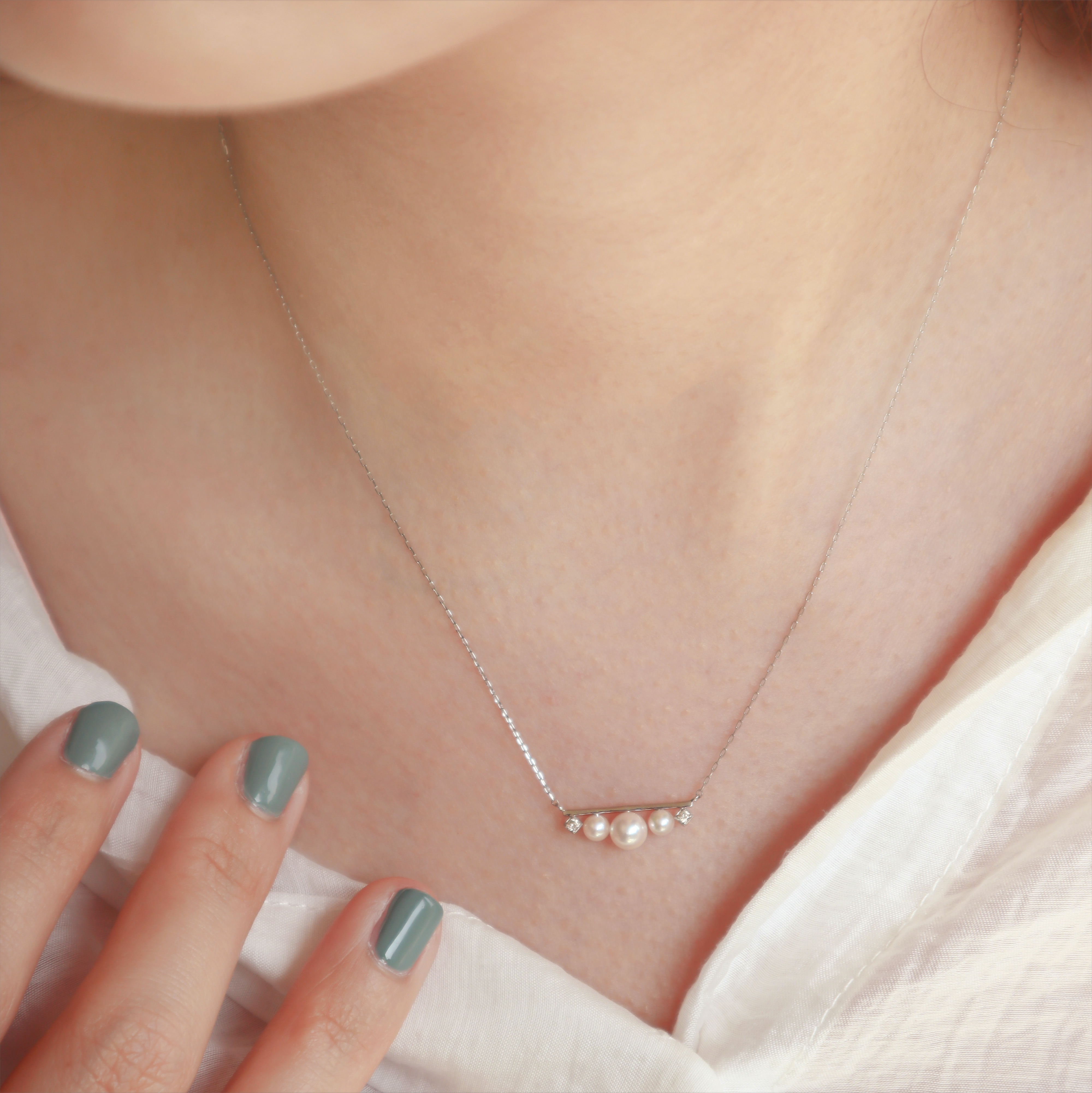 鉑金/幾何珍珠項鍊