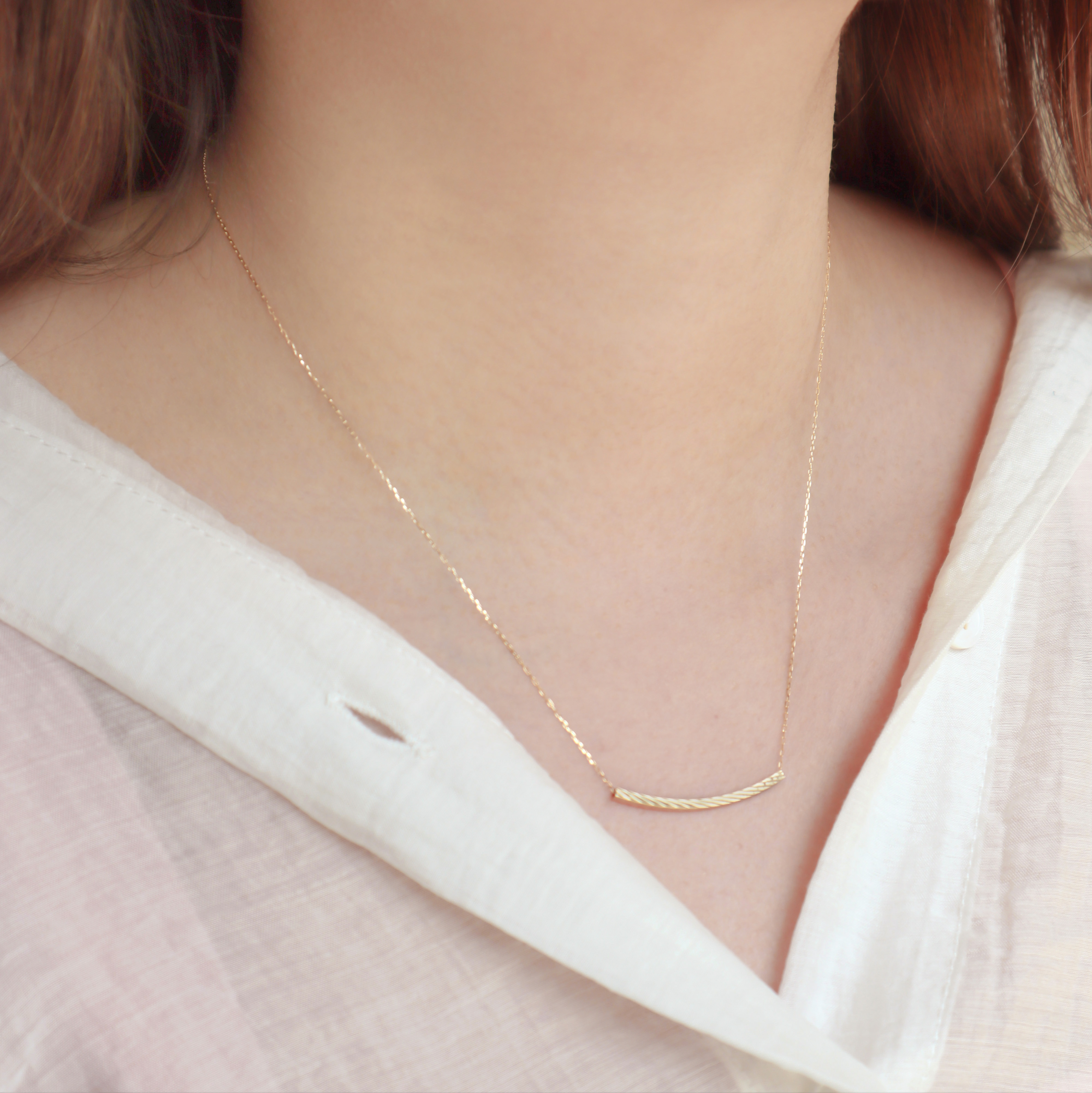 18K/鏤空橫紋方管項鍊