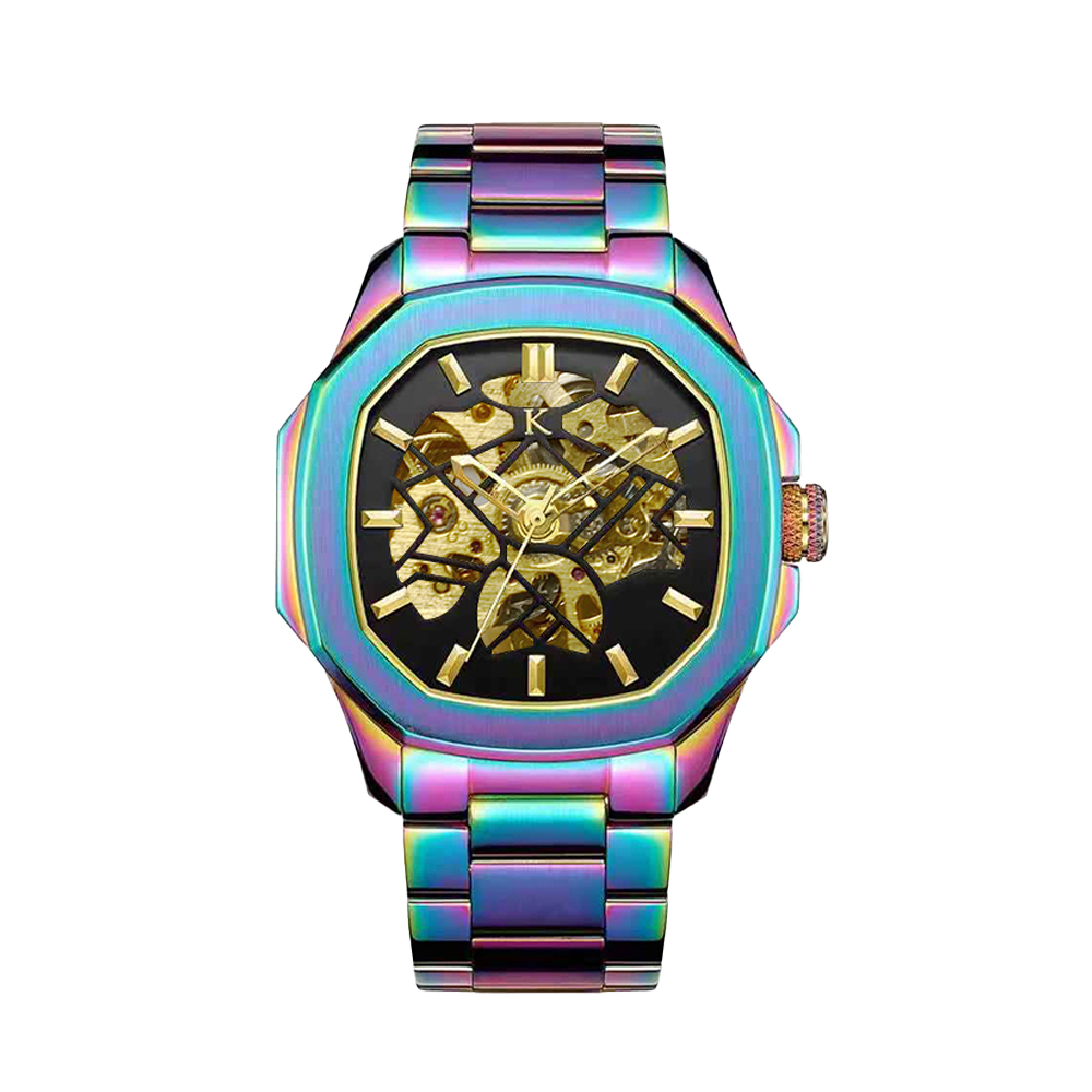 【KYLE 凱爾】荷蘭KLE-001鏤空帶日期防水100米石英錶-