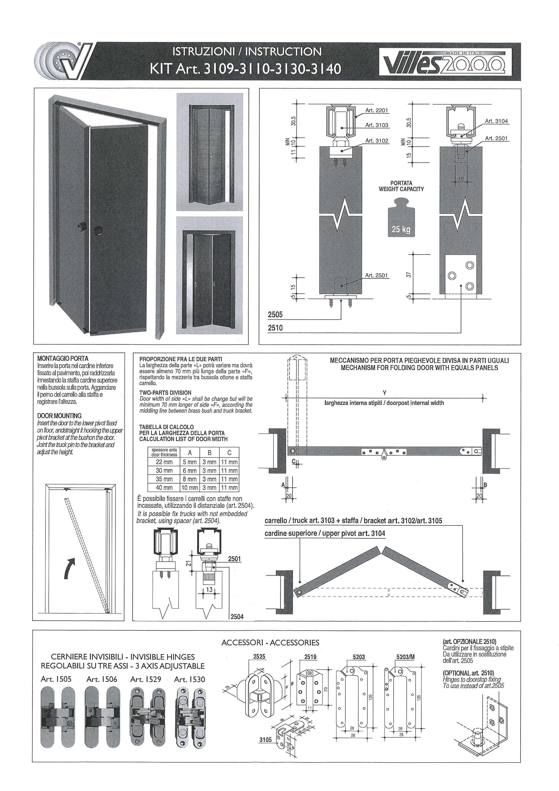 Villes 趟摺門 路軌吊轆五金配件 安裝說明