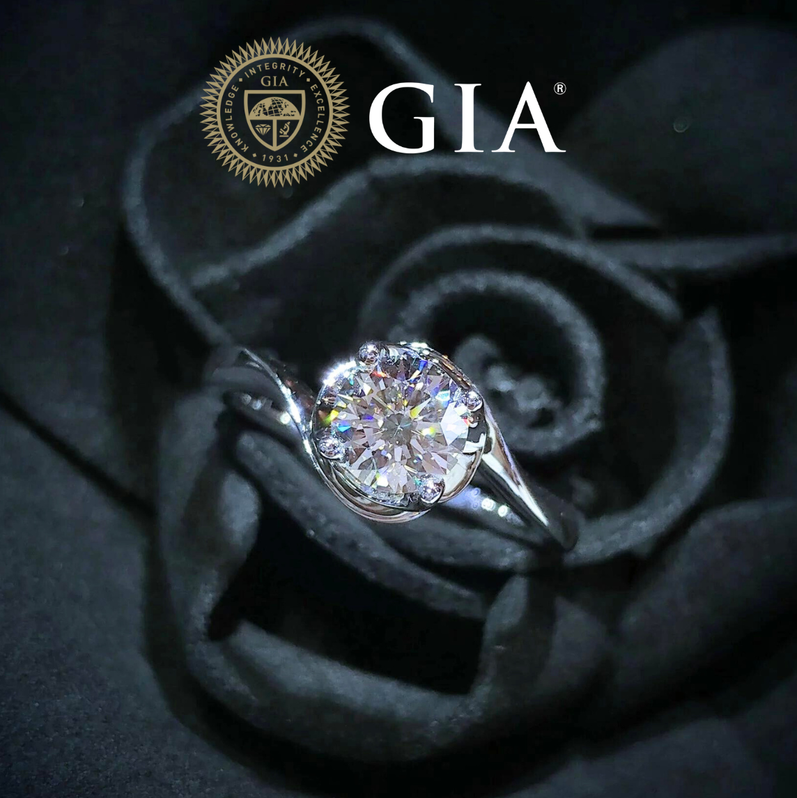 全新18K白金【單粒70份鑽石】戒指