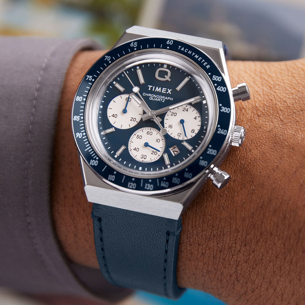 Q Timex Chronograph TW2W51700 40mm 復古款 皮帶石英錶