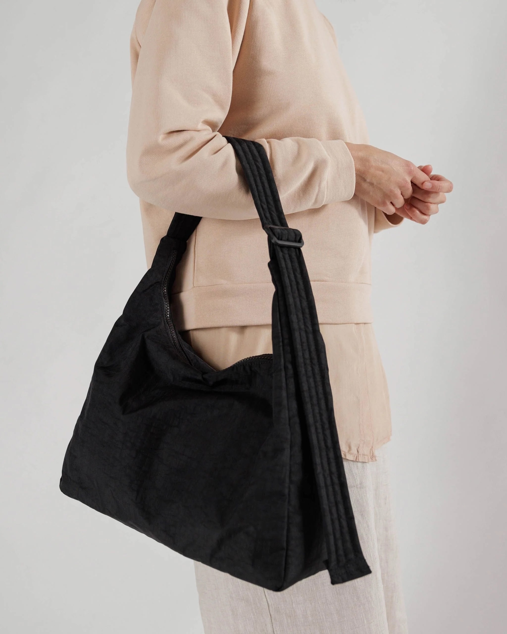 Nylon Shoulder Bag - Black | BAGGU