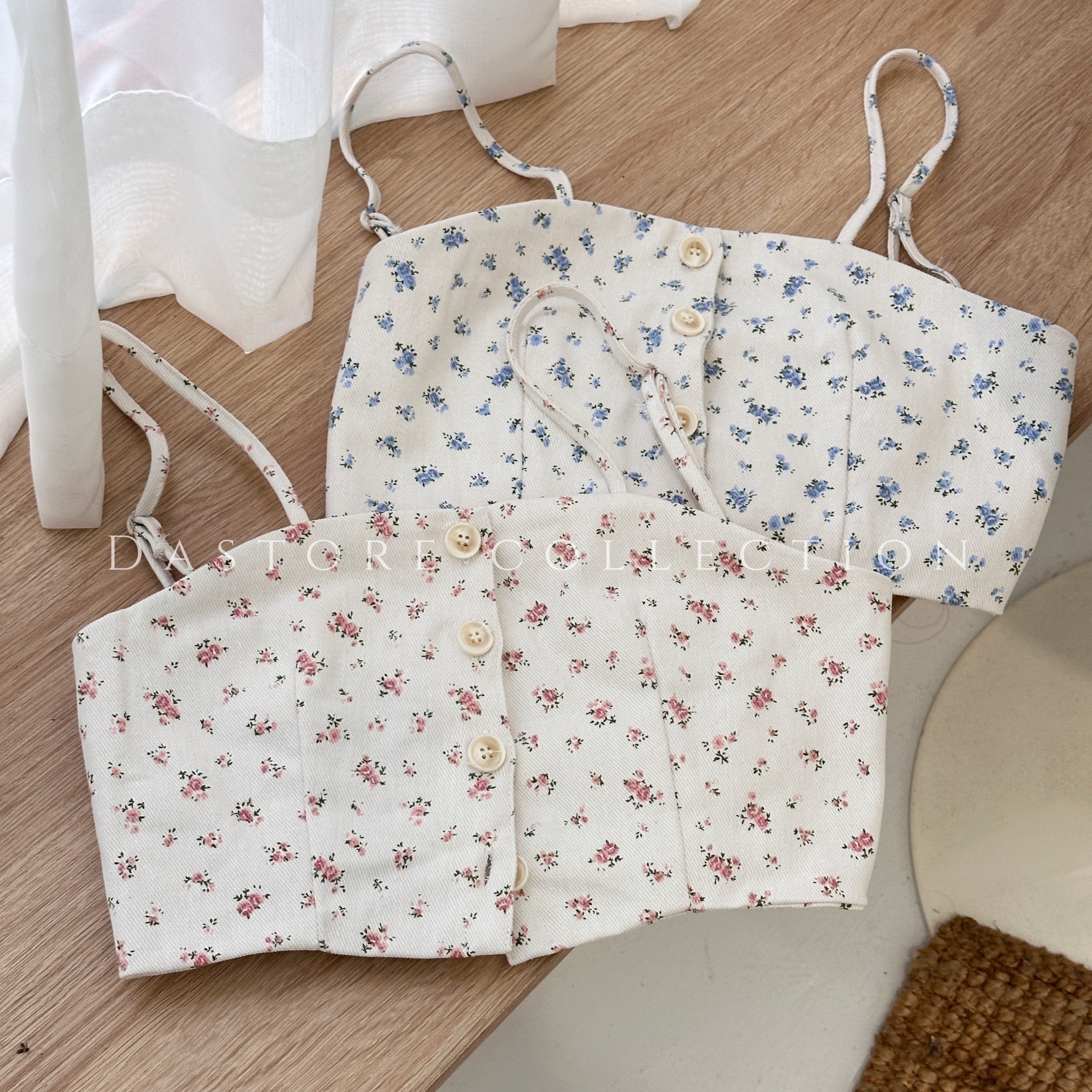 韓系小碎花細肩帶背心/二色