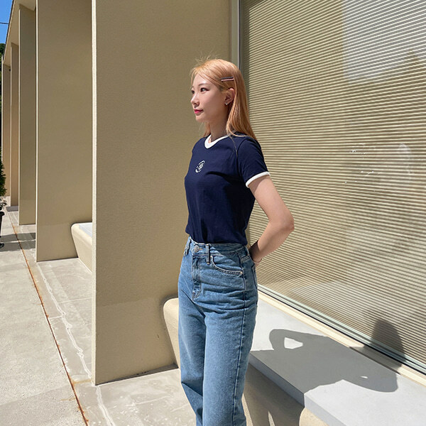 #現貨 韓國 muahmuah 撞色設計logo 圓領短踢 上衣 (MUT22059)