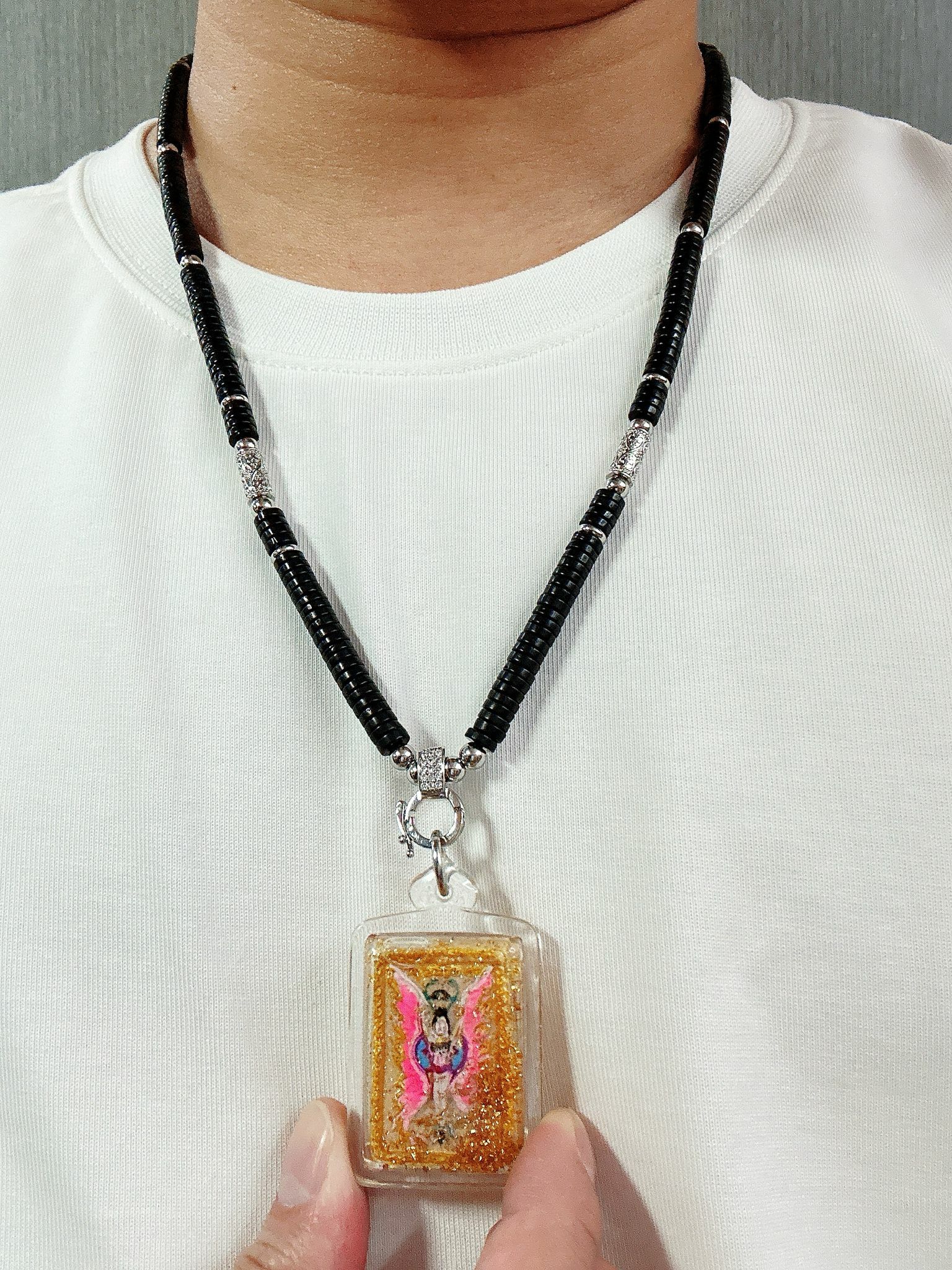 泰國供請 開運防小人 單眼椰殼 頸鍊 佛牌鍊 銀色 金色 單扣