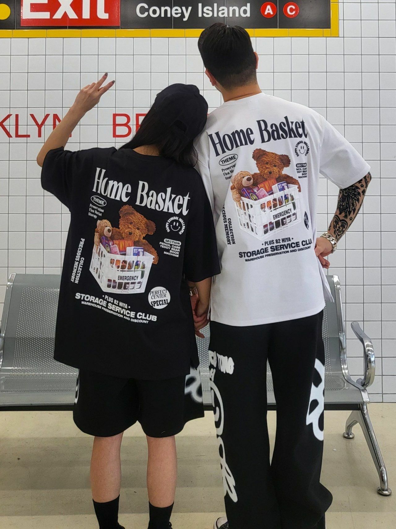 熊仔圖案英文字短袖Tee PLUS82HIYA-083T