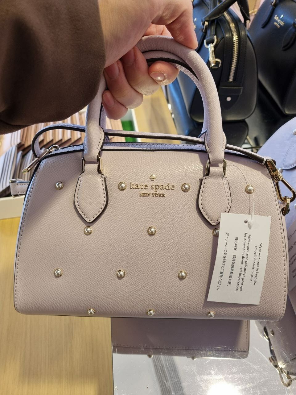 [S] KATE SPADE KF494 MADISON DUFFLE CROSSBODY STUDDED FAUX PE,LILAC MOON, 196021439223 (SKS1082)