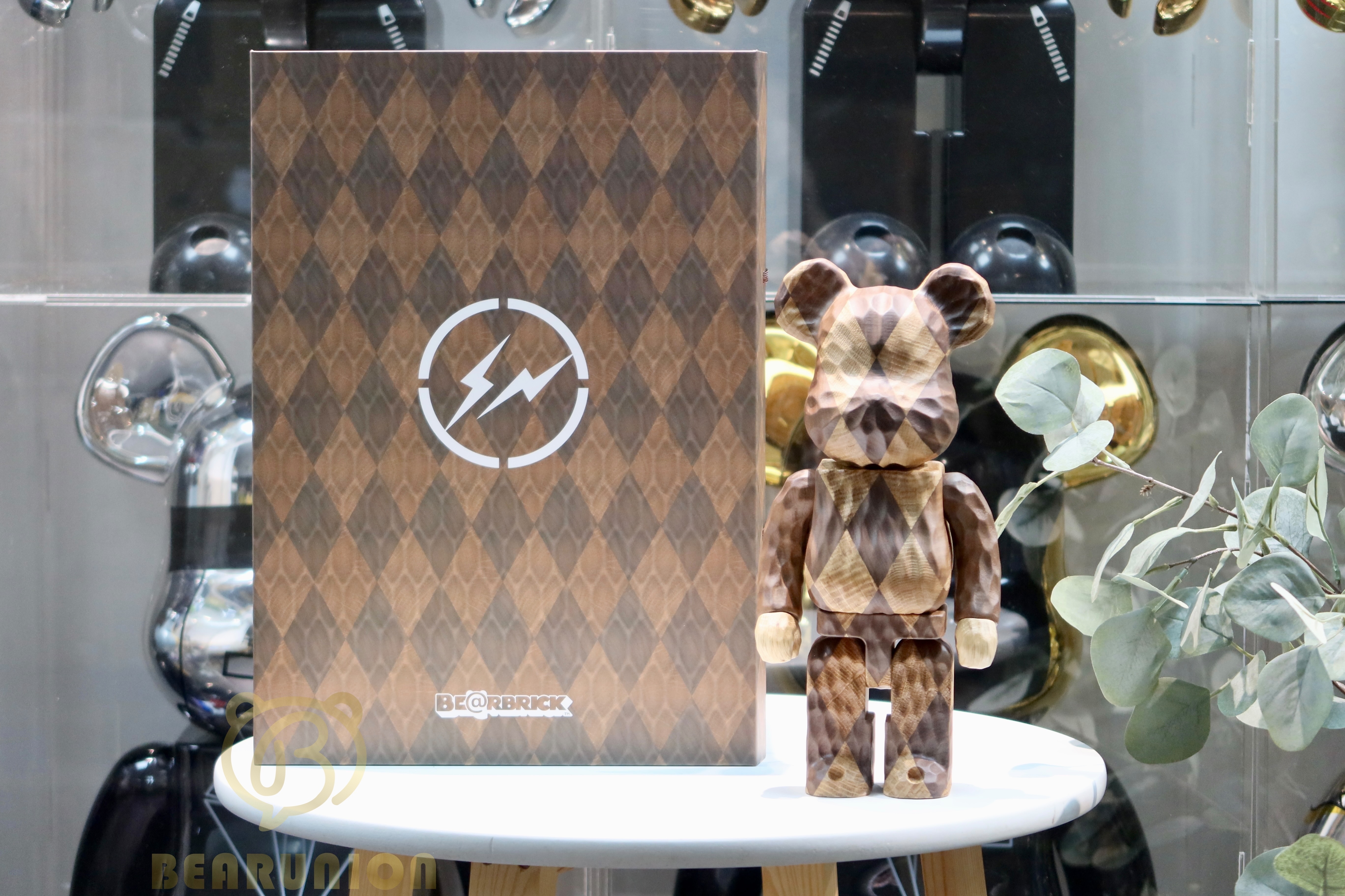 Bearbrick 400% Karimoku Fragment Carved Wooden Longitudinal