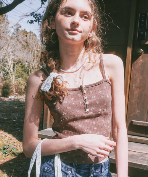 RONRON HEART BUTTON GOLGI SLEEVELESS