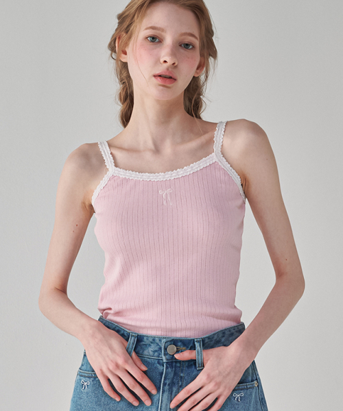 RONRON LACE LINE RIBBON SLEEVELESS