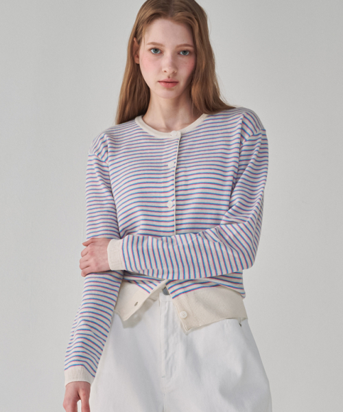 RONRON MULTI STRIPE KNIT CARDIGAN