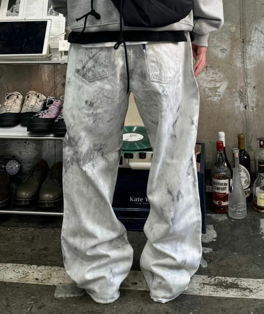 洗水紮染鬆身牛仔褲 J728