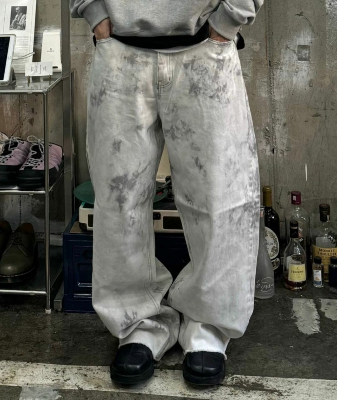 洗水紮染鬆身牛仔褲 J728