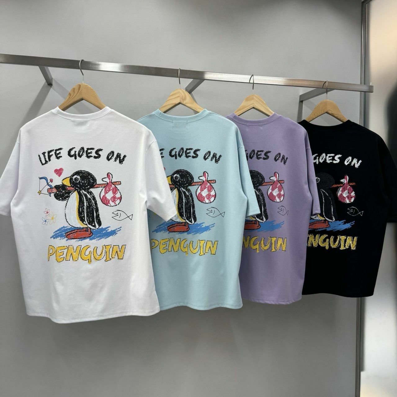 企鵝圖案英文字短袖Tee BARON-086T