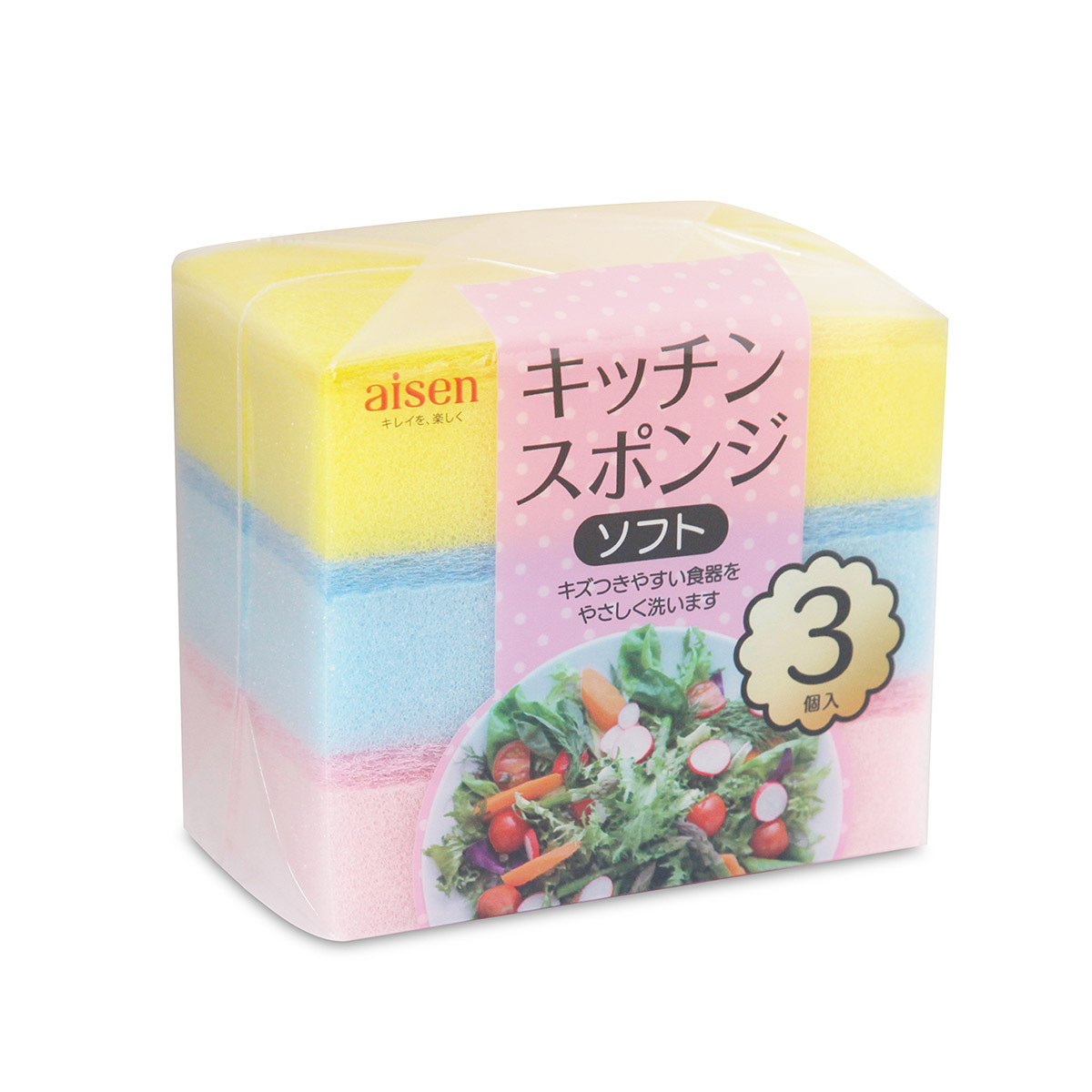 日本AISEN 3件裝軟質易潔海綿 -KCJ21