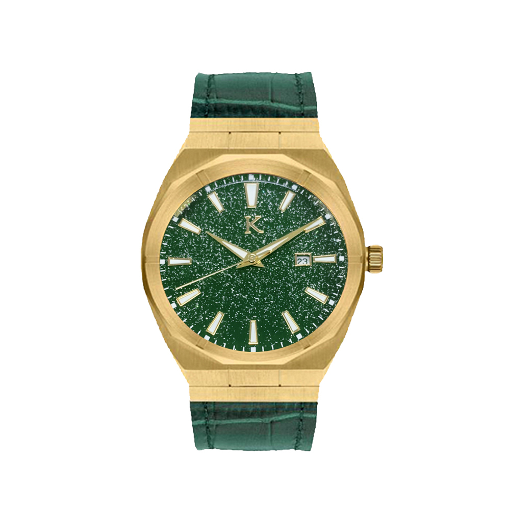 【KYLE 凱爾】荷蘭KLE-004(皮)星空面帶日期防水100米石英錶-