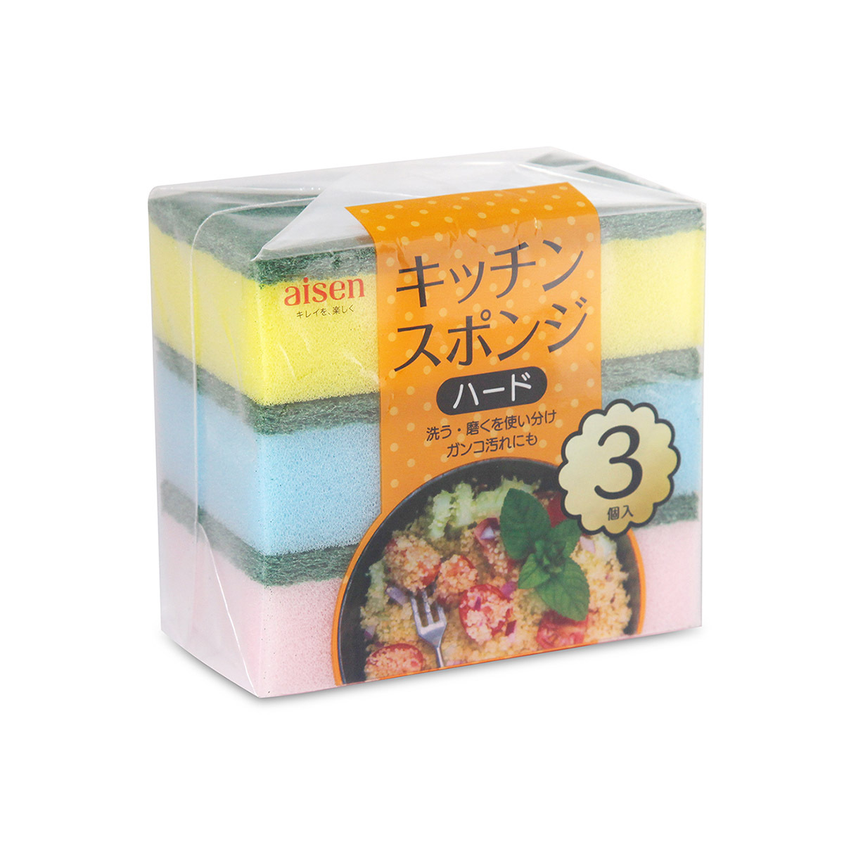 日本AISEN 3件裝尼龍百潔布海綿 -KCJ23