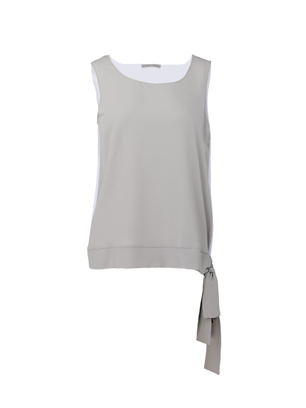 Le Tricot Perugia 雙色側綁帶背心(淺灰)
