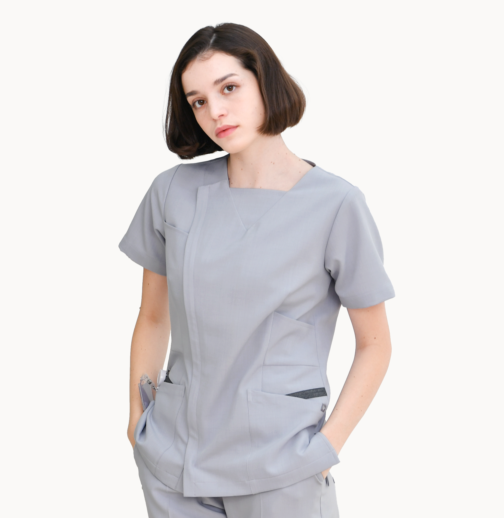 240801 LINEN-LIKE 女款護士服 銀河灰