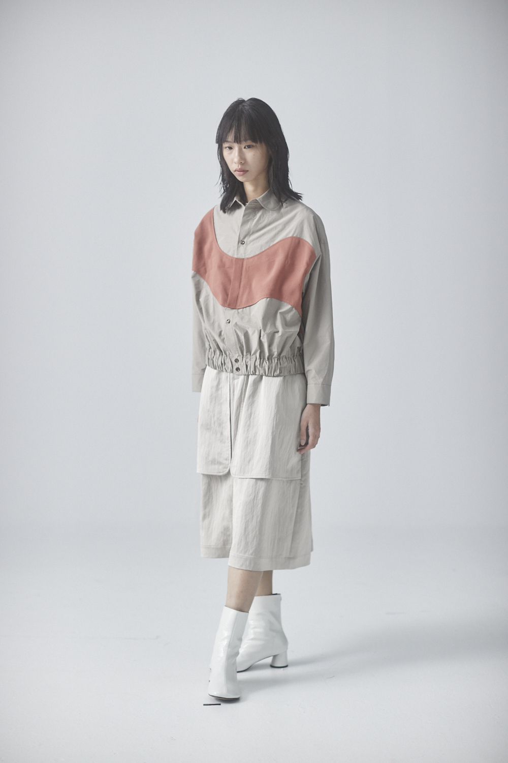 波浪拼接短夾克