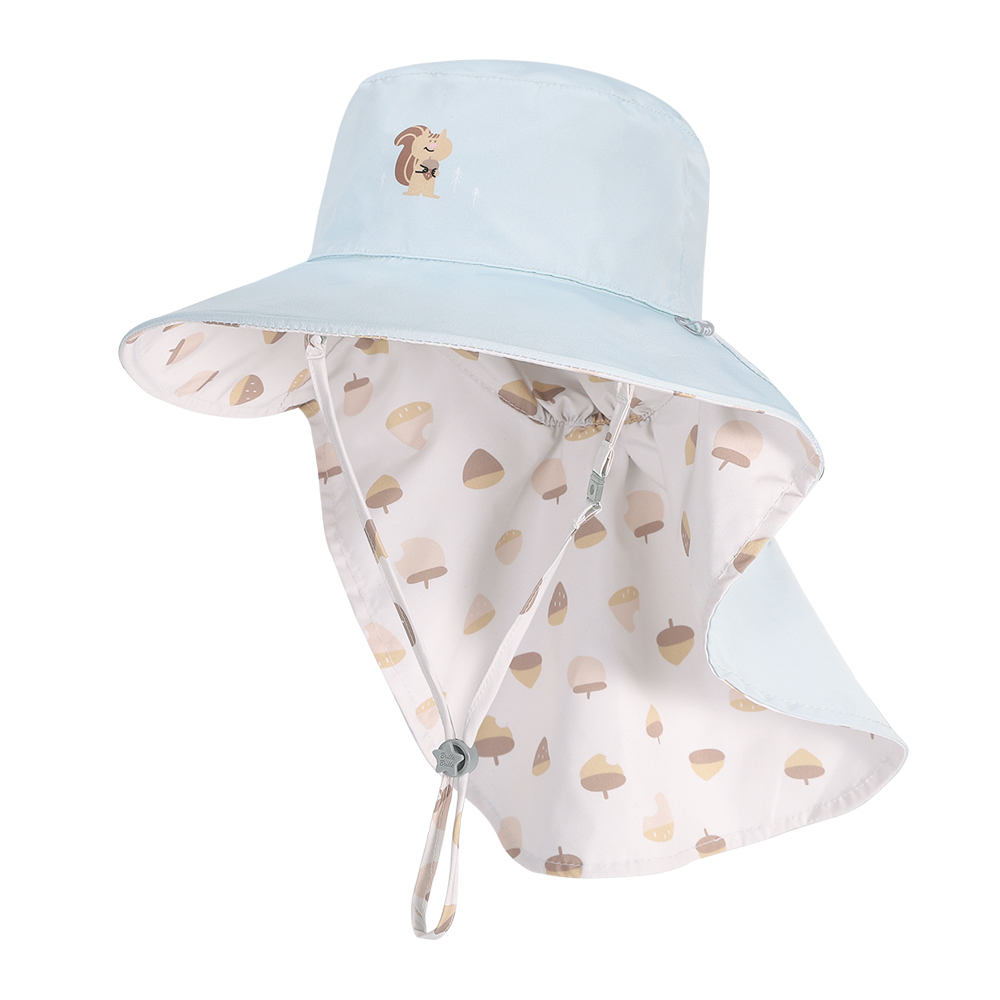 台灣BrilleBrille 兒童頸部防護雙面防曬帽/帽簷加長型 - 薄荷栗子(禮盒包裝)